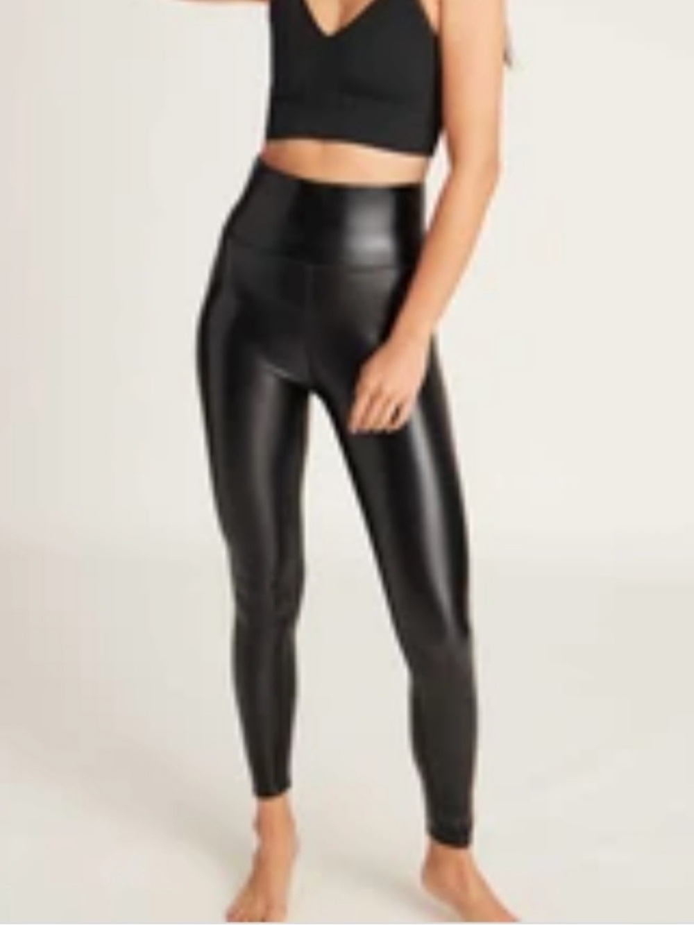 Knix x Birds Papaya Black Faux Leather Leggings Size Medium